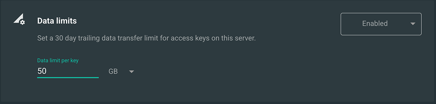 Data limits setting in Outline Manager